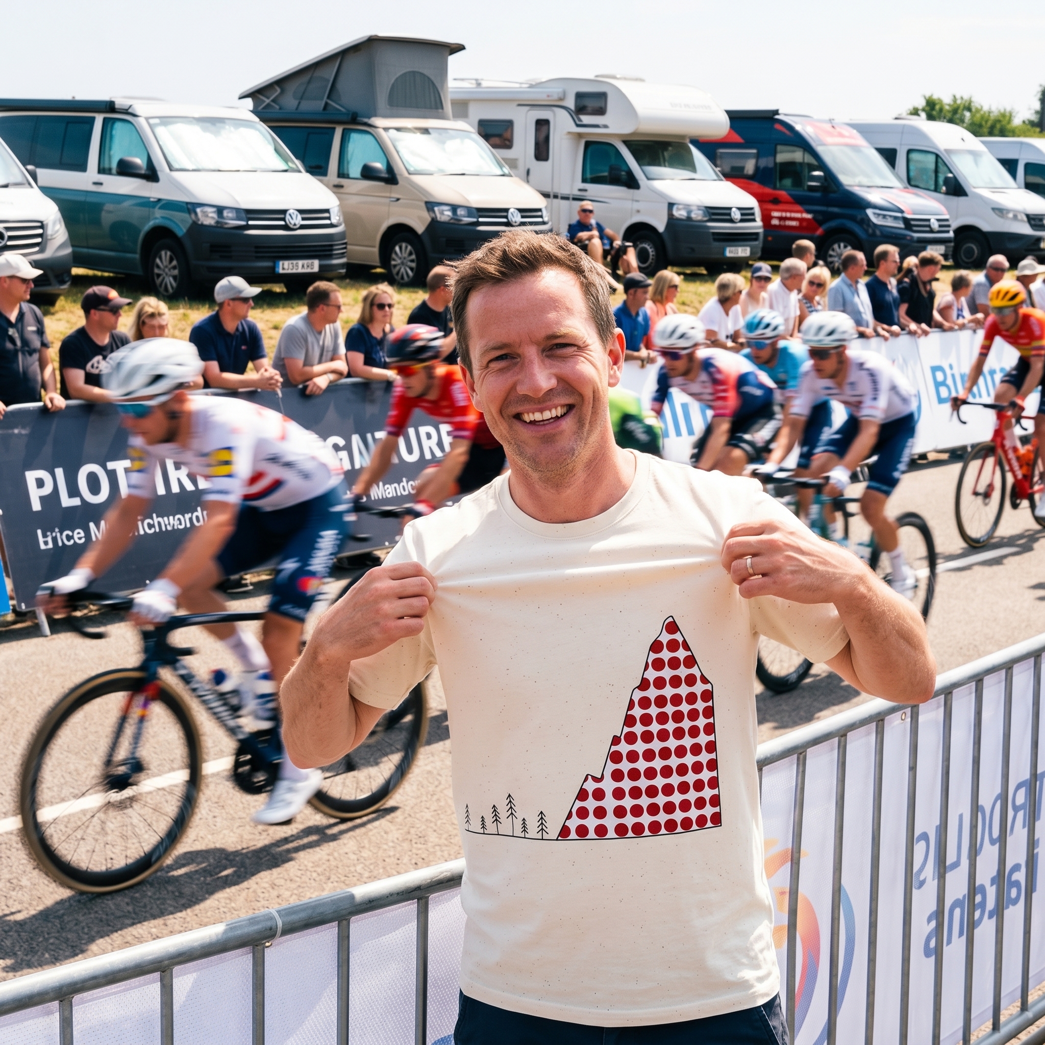 Polka Dot Mountain Cycling T-Shirt — KOM Gift for Cyclists